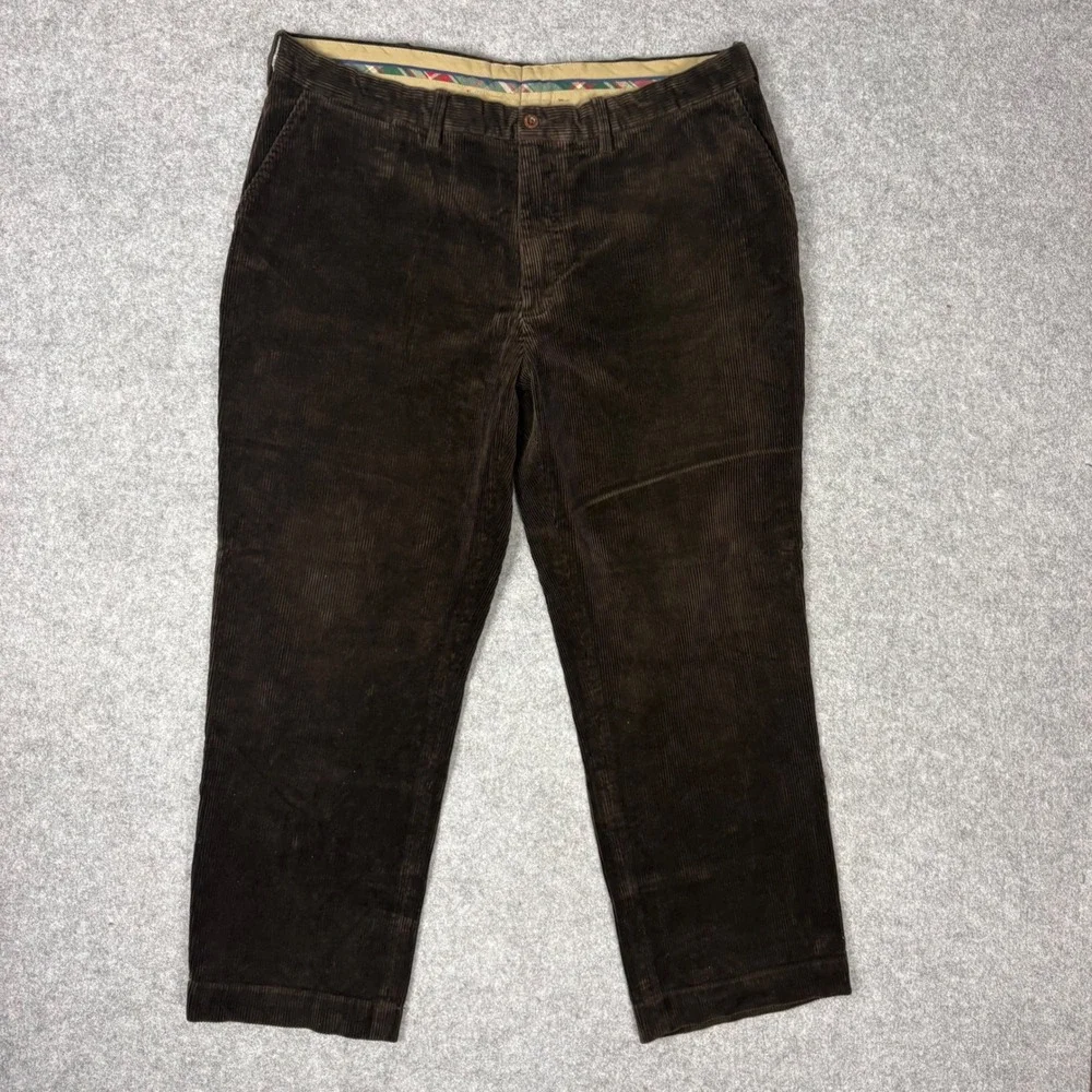Polo Ralph Lauren Mens Brown Corduroy Pants 40x30 Straight Leg Wide Wale